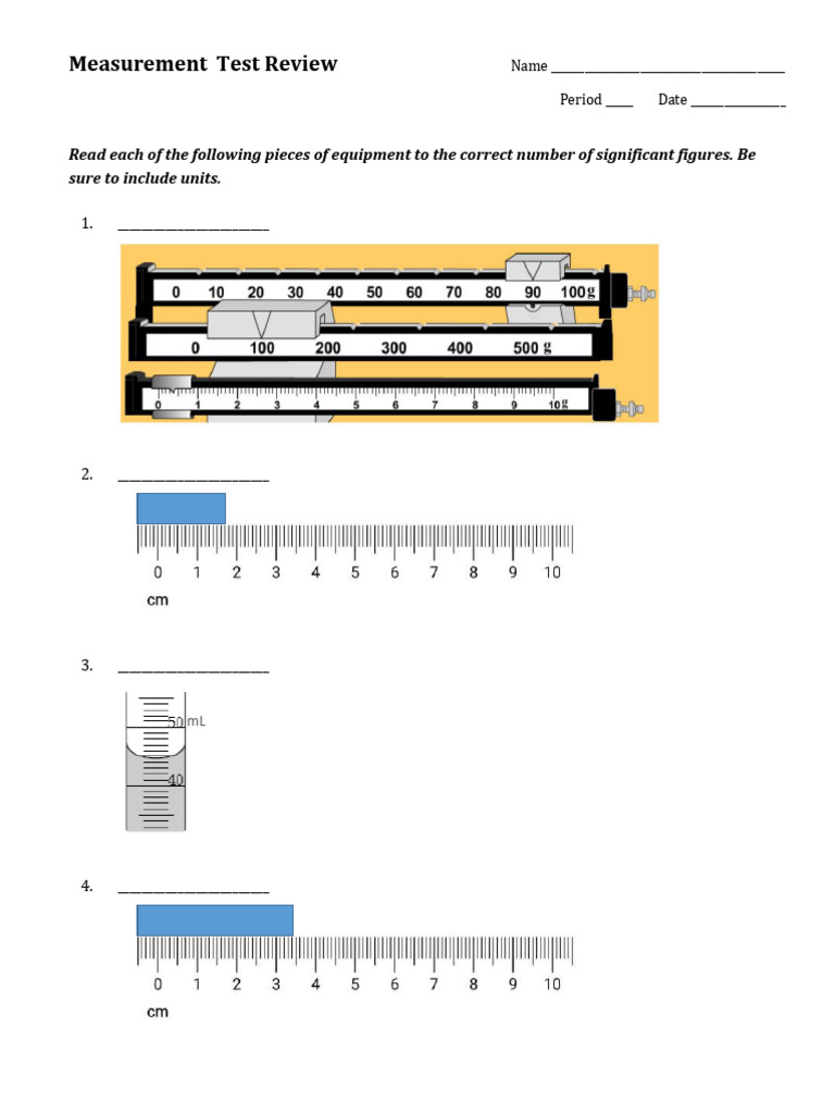 Measurement Test Review | PDF | Litre | Density