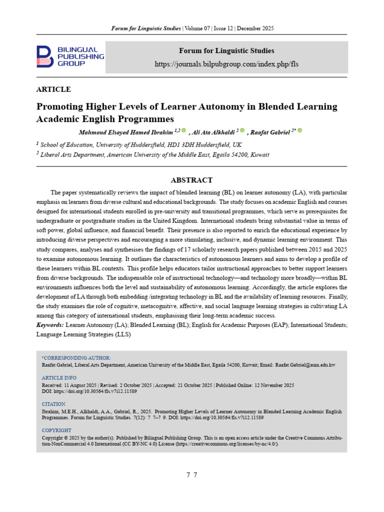 Promoting Higher Levels of Learner Autonomy in Ble | PDF | Learning ...