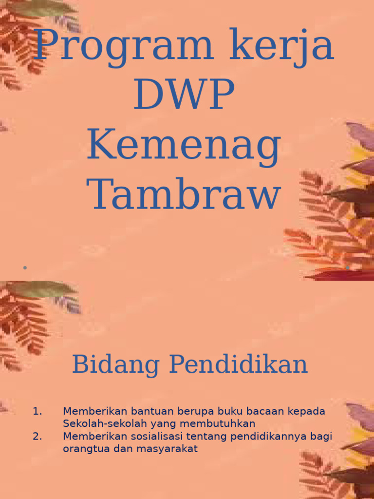 Program kerja DWP Kemenag Tambraw | PDF