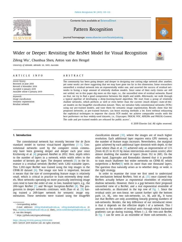 ResNet Model: Depth vs. Width Analysis | PDF | Image Segmentation ...