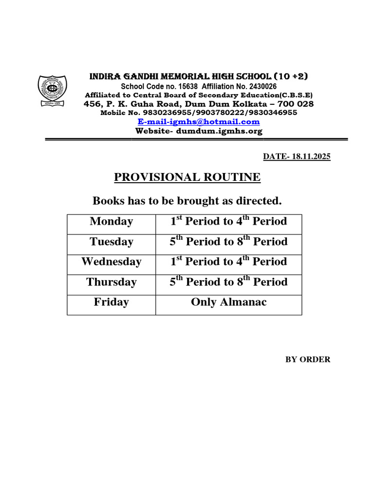 Provisional Routine | PDF