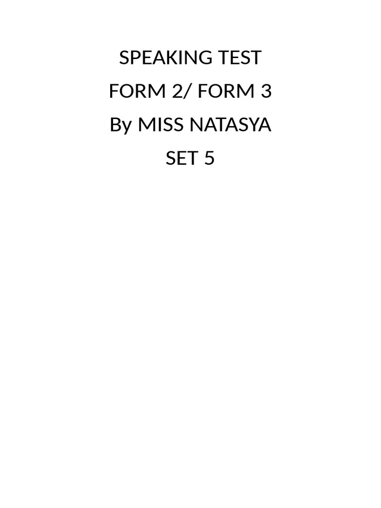 Speaking Test 5 | PDF