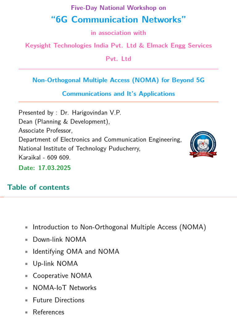 NOMA in 6G Communication Workshop | PDF | Channel Access Method | Ieee ...