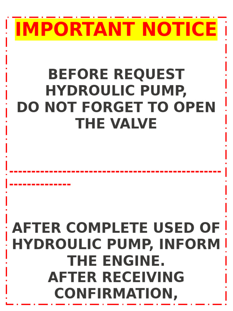 Hydraulic Pump Operation Guidelines | PDF