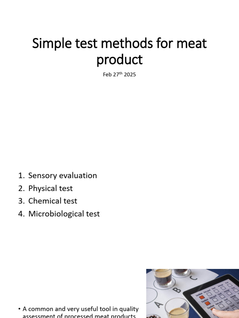 Meat Product Testing Methods Guide | PDF | Humidity | Taste