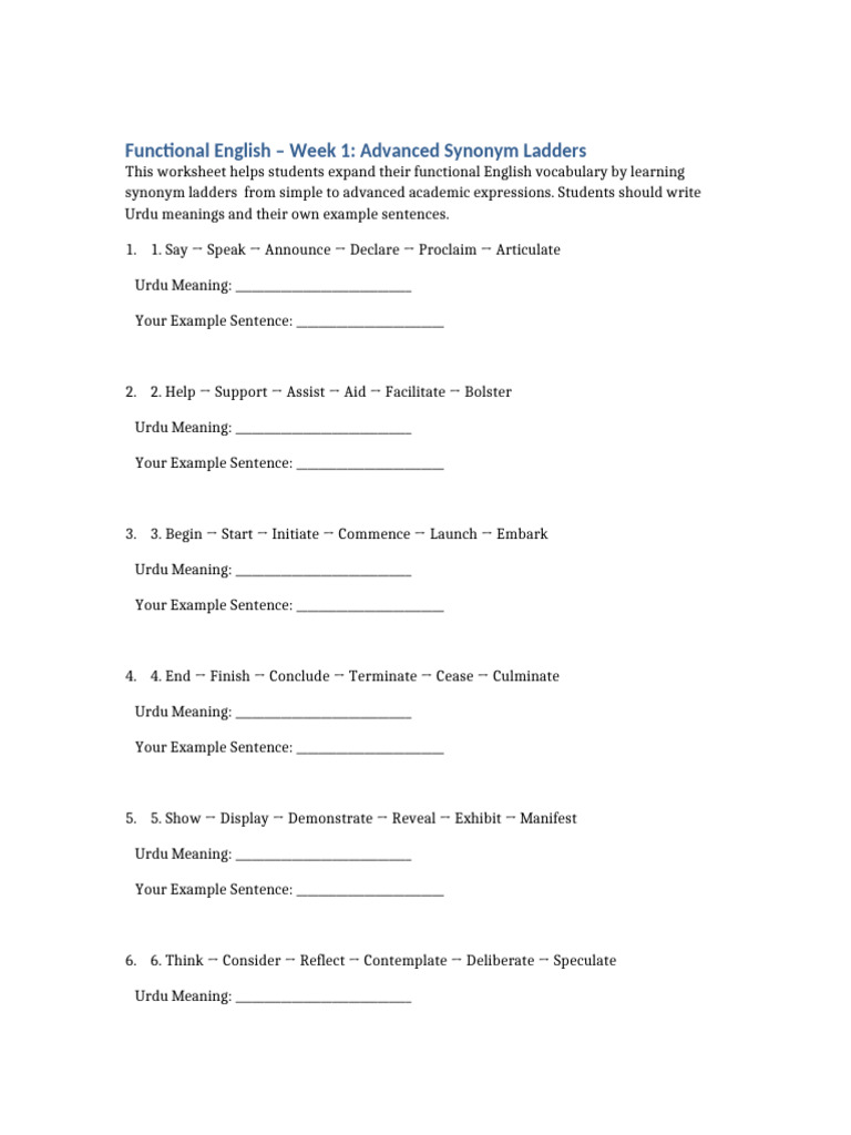 Advanced Synonym and Antonym Ladders | PDF | Linguistics | Cultural ...