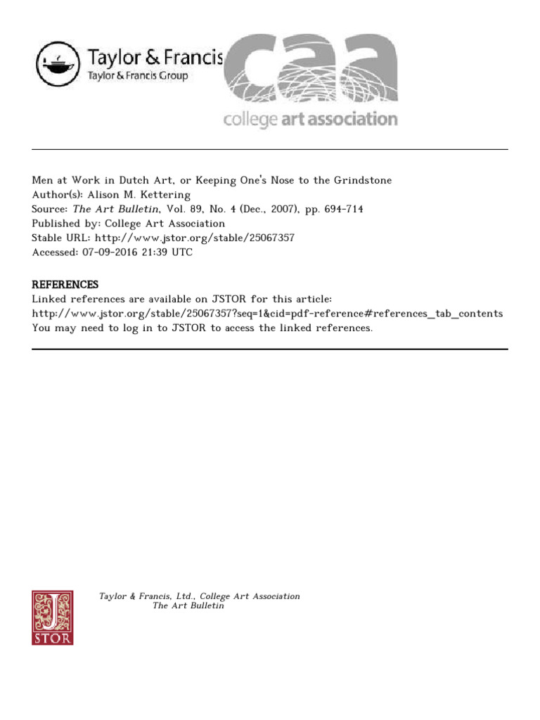 Kettering - 2007 - Men at Work in Dutch Art, or Keeping One's Nose To ...