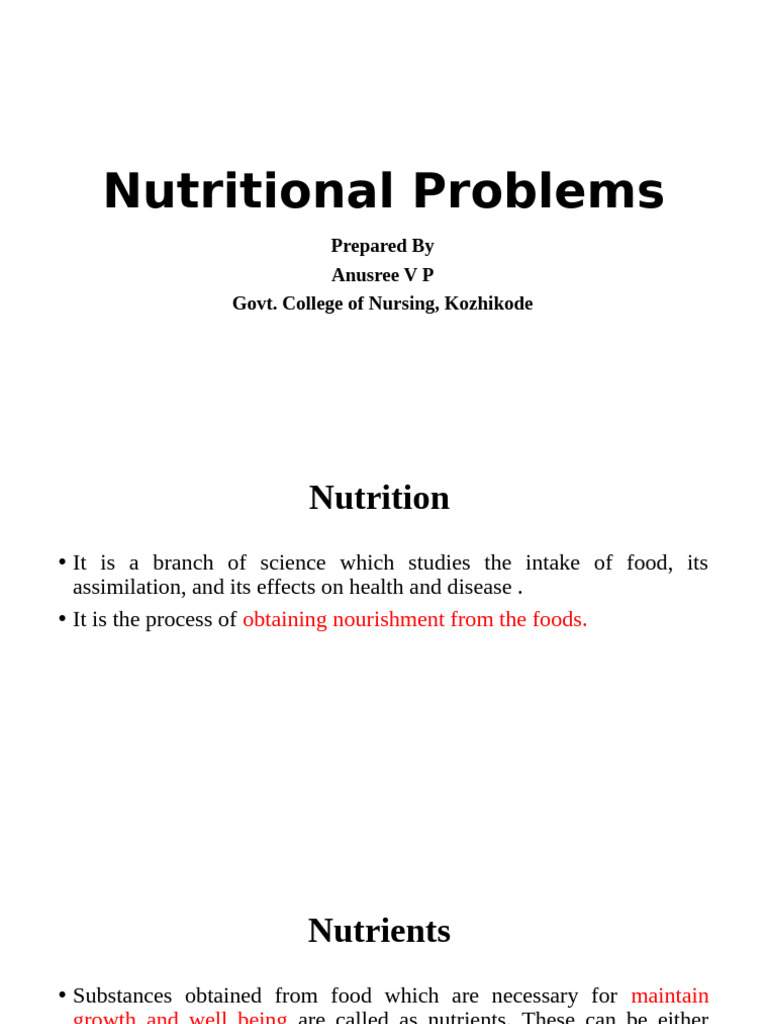 Nutritional Problems and Consequences in India | PDF | Nutrition | Diet ...