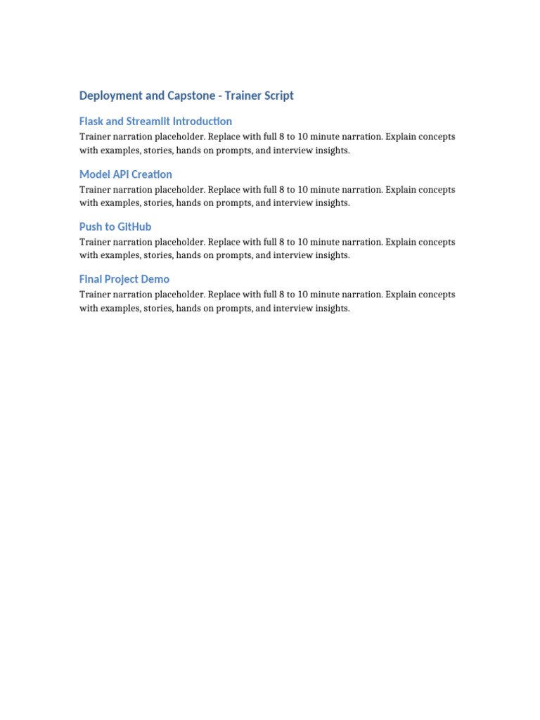 TrainerScript Deck2 Deployment Capstone | PDF