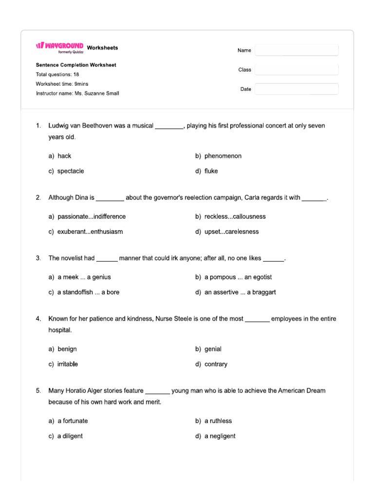 Sentence Completion | PDF