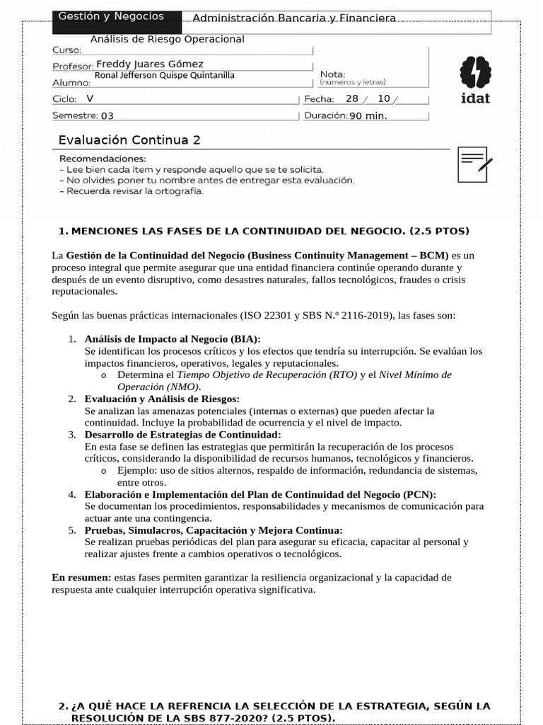 Fases y Estrategias en Continuidad del Negocio | PDF | Riesgo | Business