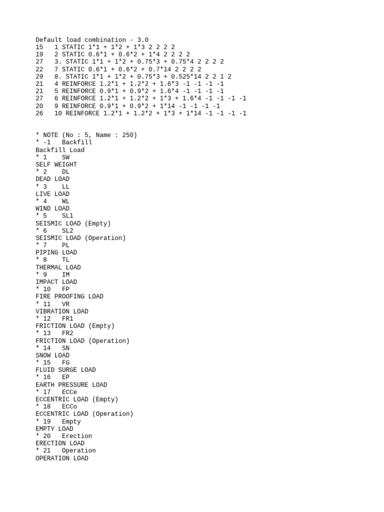 Default Load Combinations Overview | PDF