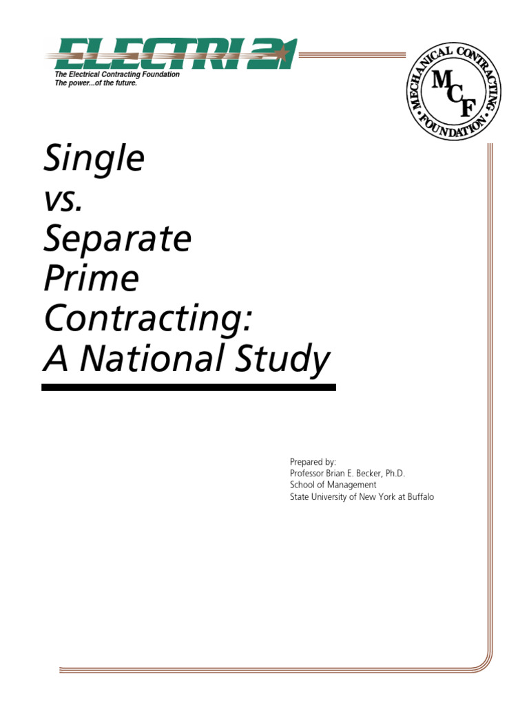 Single vs Separate Prime ContractingJune 2016 | PDF | Subcontractor ...