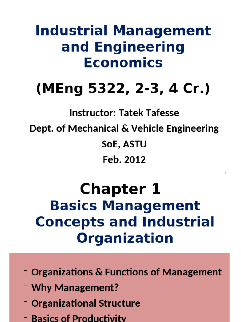 Industrial Management Concepts Overview | PDF | Labour Economics ...