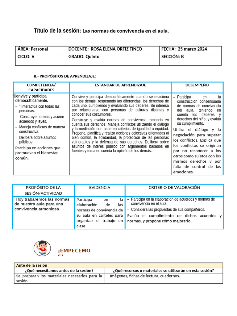 Normas de Convivencia en el Aula | PDF | Salón de clases | Conceptos ...