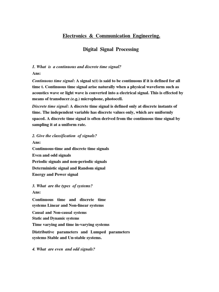 Signal and System Fundamentals in DSP | PDF | Signal (Electrical ...