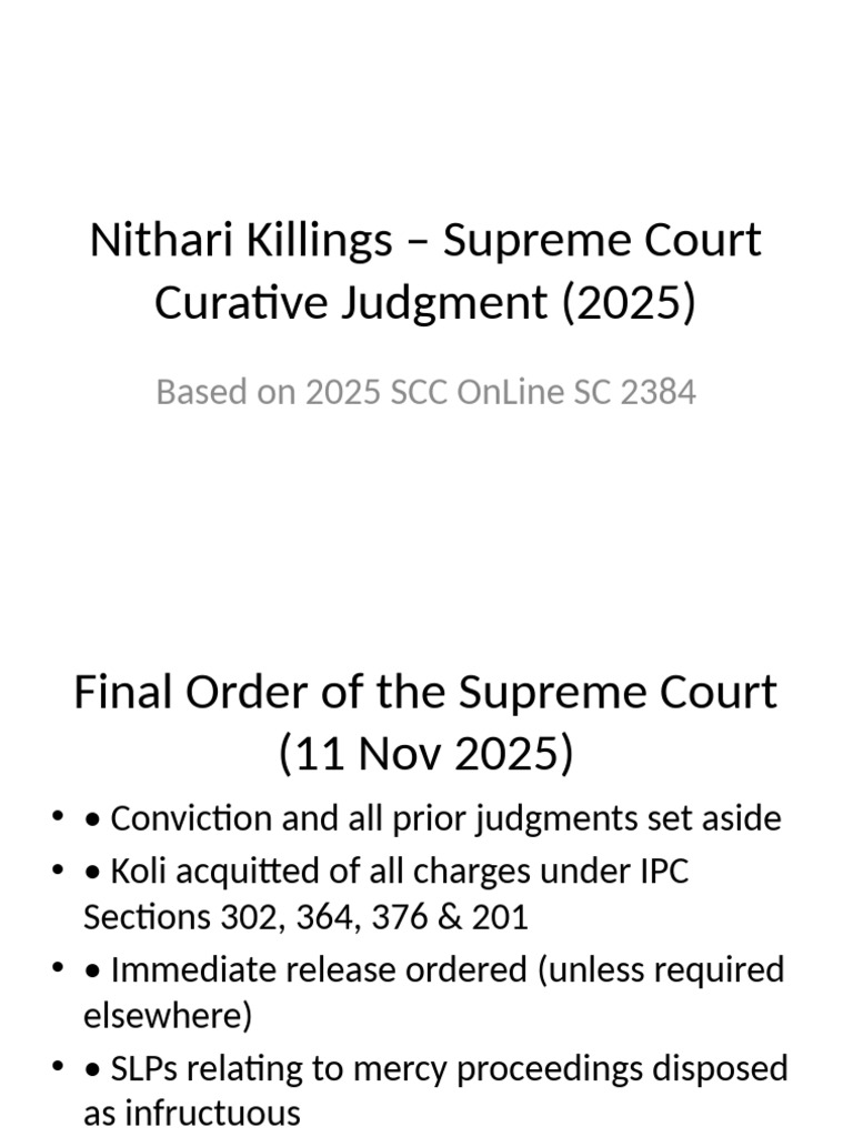 Nithari Killings Curative Judgment PPT | PDF