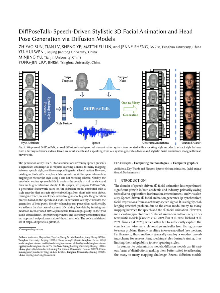 DiffPoseTalk: Speech-Driven 3D Animation | PDF | Data Compression ...