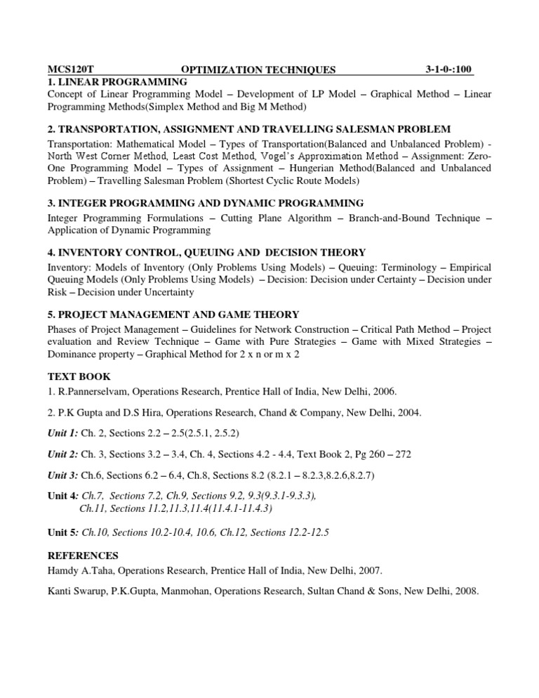 Mcs120t Optimization Techniques 3 | PDF