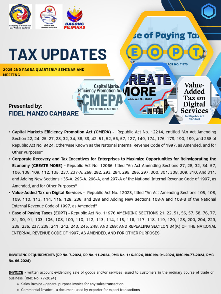 Tax Updates 2025 2nd Pagba by Cambare | PDF | Invoice | Value Added Tax