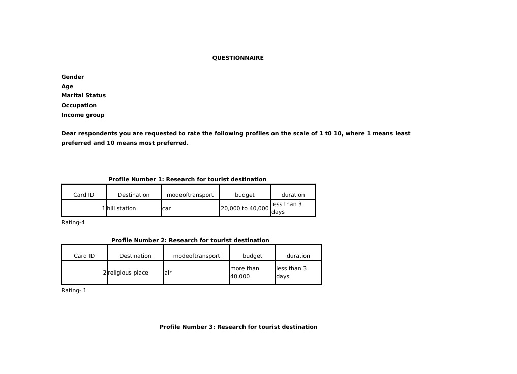 Conjoint Questionnaire | PDF | Business