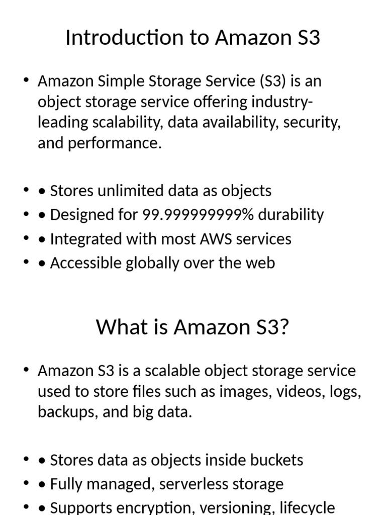 Overview of Amazon S3 Storage Service | PDF | Data | Information Technology
