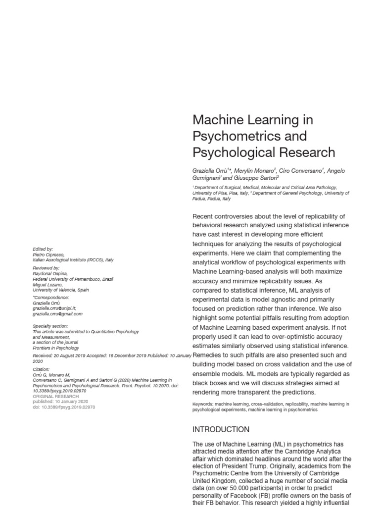 Machine Learning in Psychometrics Research | PDF | Machine Learning ...