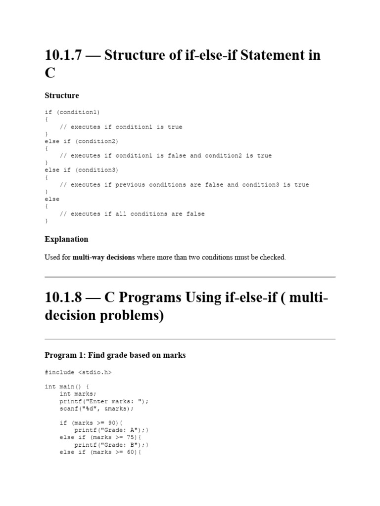 C If Else If | PDF