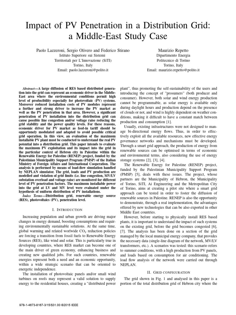 Impact of PV Penetration in A Distribution Grid | PDF | Photovoltaics ...
