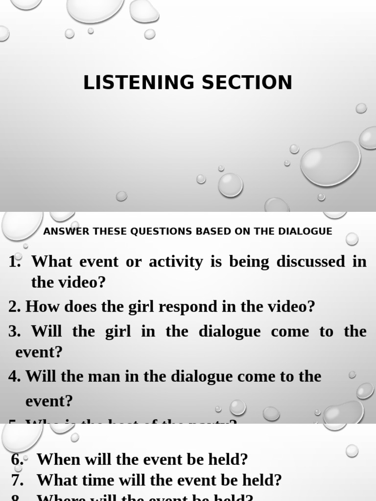 Event Discussion Listening Questions | PDF