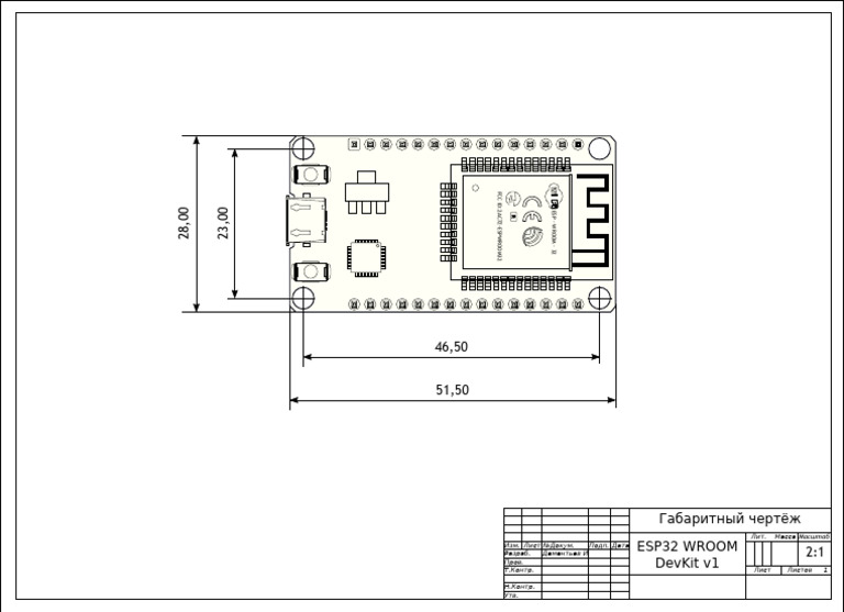 Esp32 Doit Dev Kit v1 Dimension | PDF