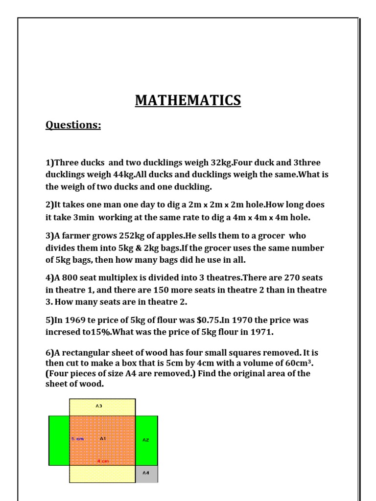 Grade 7 Mathematics Problem Set | PDF | Litre | Nature