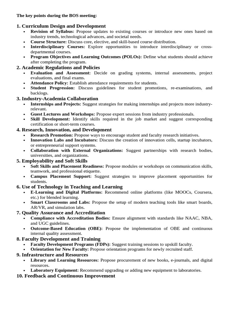 BOS Meeting Highlights on Curriculum and Policies | PDF | Massive Open ...