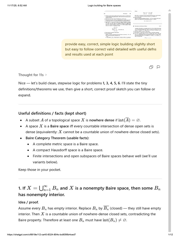 Logic Building for Baire Spaces | PDF | Compact Space | Mathematical ...