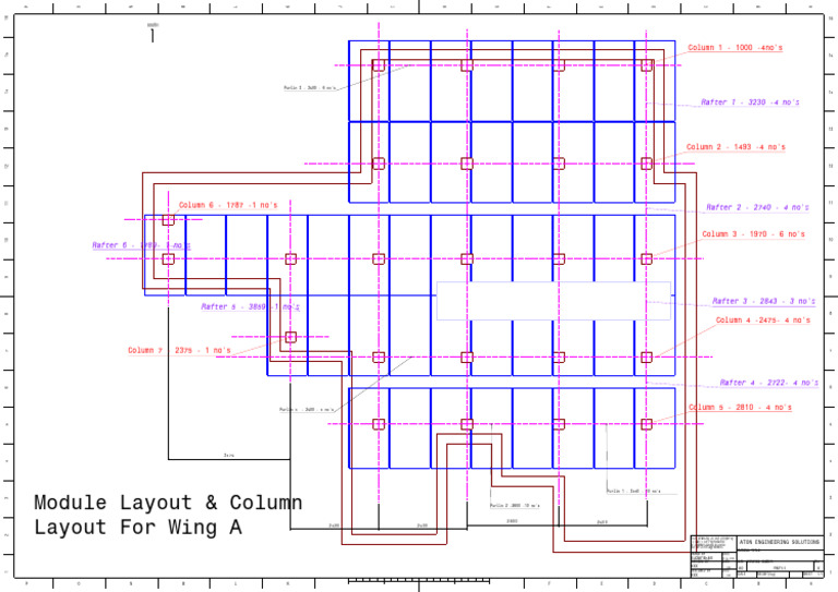Wing A Module & Column Layout Drawing | PDF
