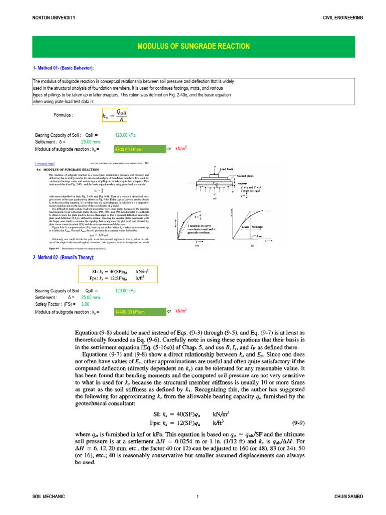 Modulus of Subgrade Reaction in Civil Engineering | PDF