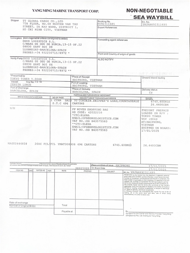 Yang Ming Marine Transport Corp. | PDF