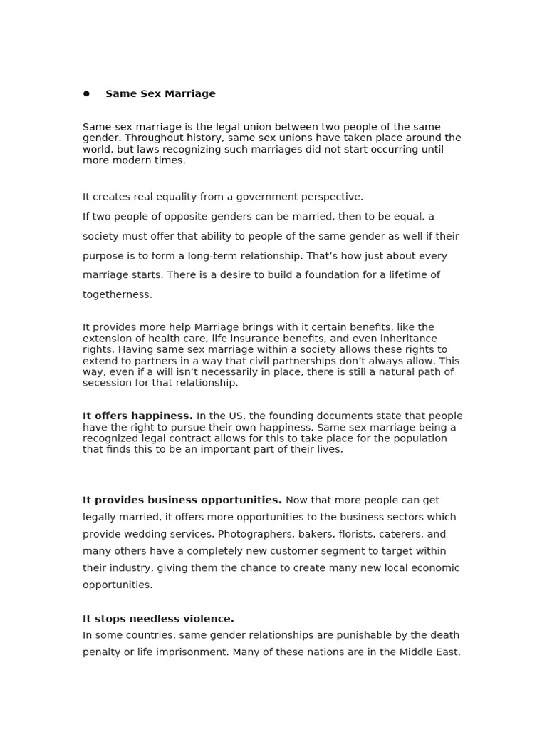 Benefits of Same-Sex Marriage | PDF | Homosexuality | Marriage
