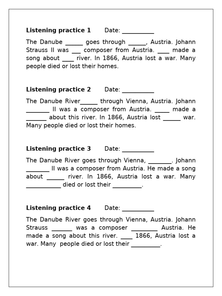 Danube River Listening Practice Exercises | PDF