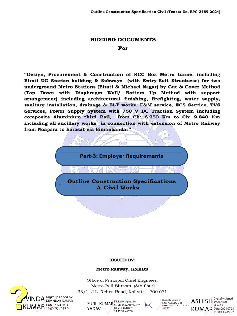 RCC Box Metro Tunnel Construction Specs | PDF | Concrete