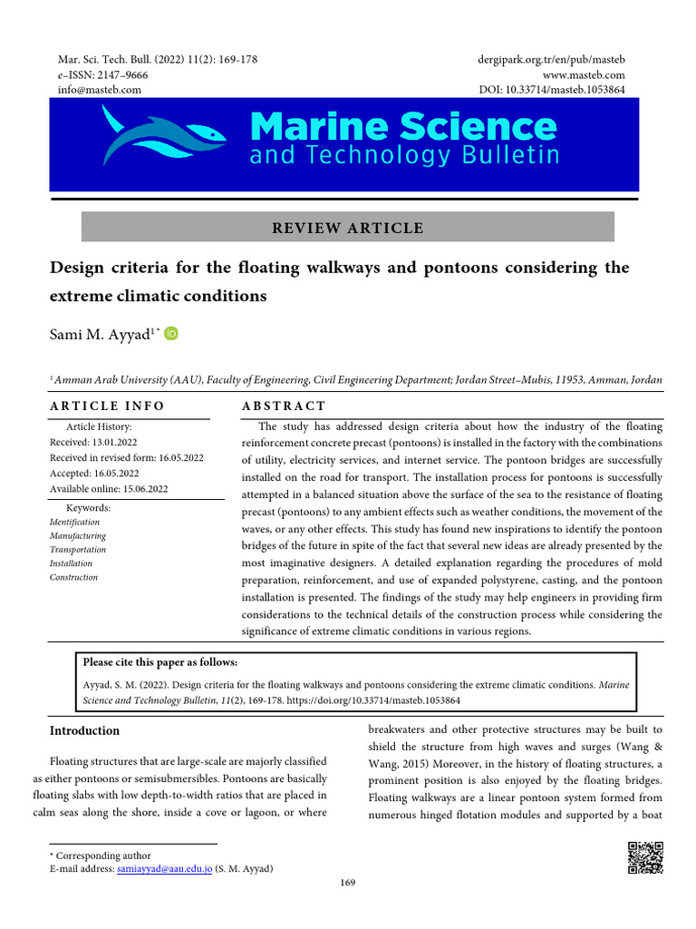 Floating Walkways Design Criteria | PDF | Buoyancy | Anchor