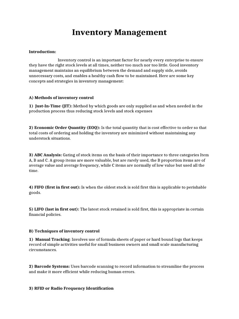 Inventory Management Information | PDF | Inventory | Business