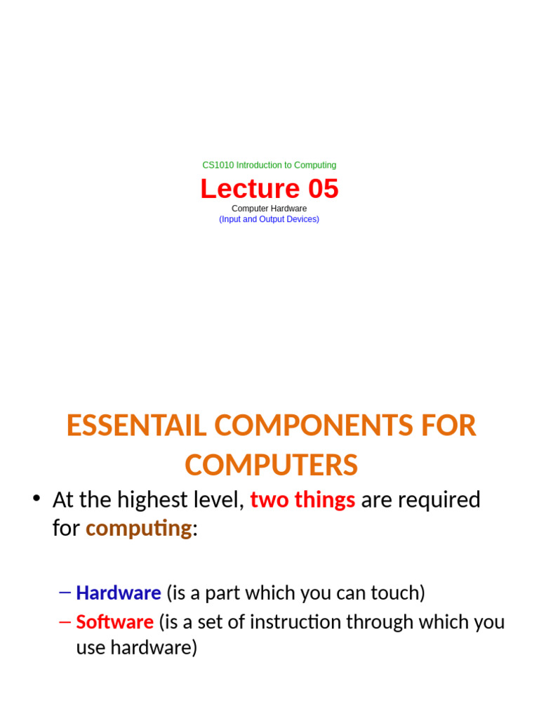 Computer Hardware Essentials Explained | PDF | Computer Monitor ...