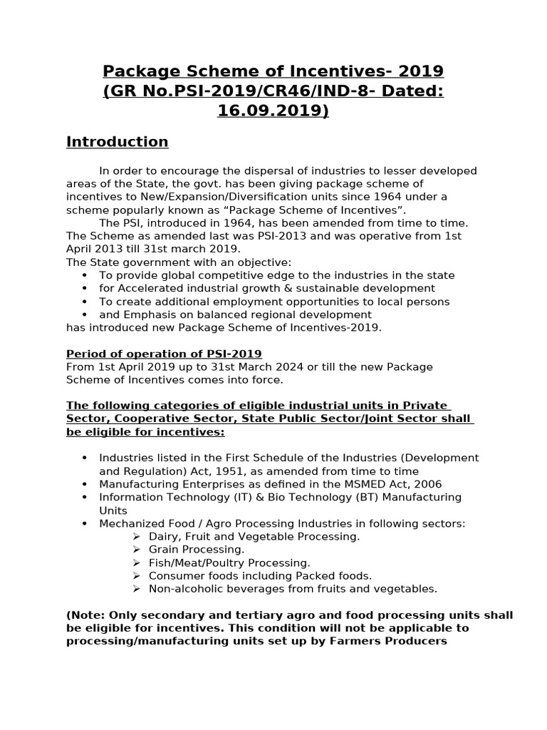 Maharashtra Package Scheme of Incentives 2019 | PDF | Food Processing ...