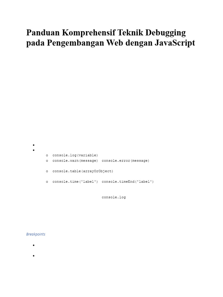 Panduan Komprehensif Teknik Debugging pada Pengembangan Web dengan ...