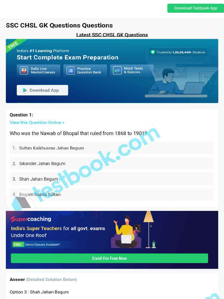 SSC CHSL GK Questions 63914c606042bb9c4297658c | PDF