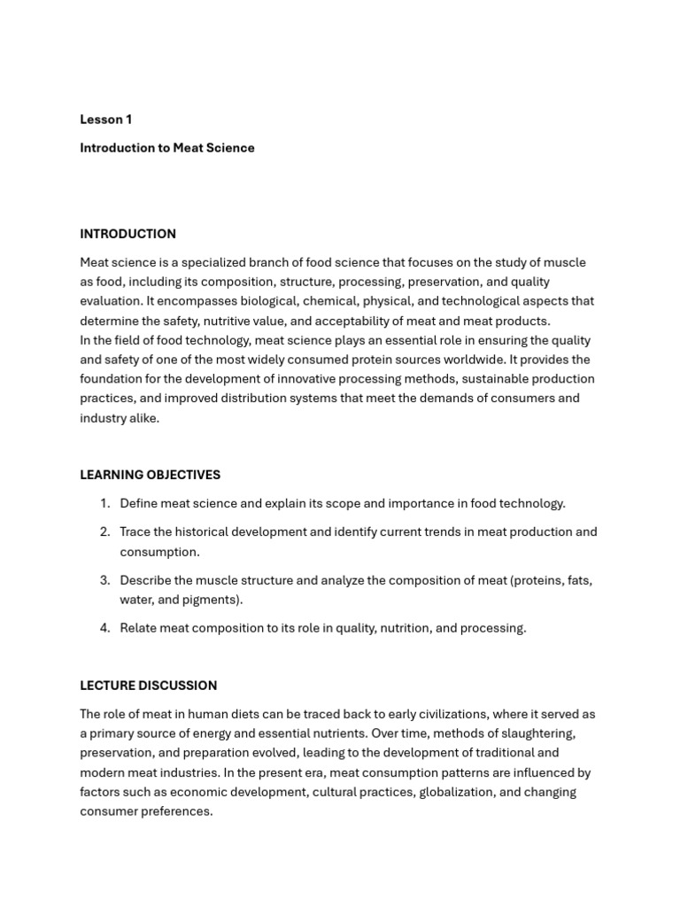 Meat Science | PDF | Meat | Skeletal Muscle