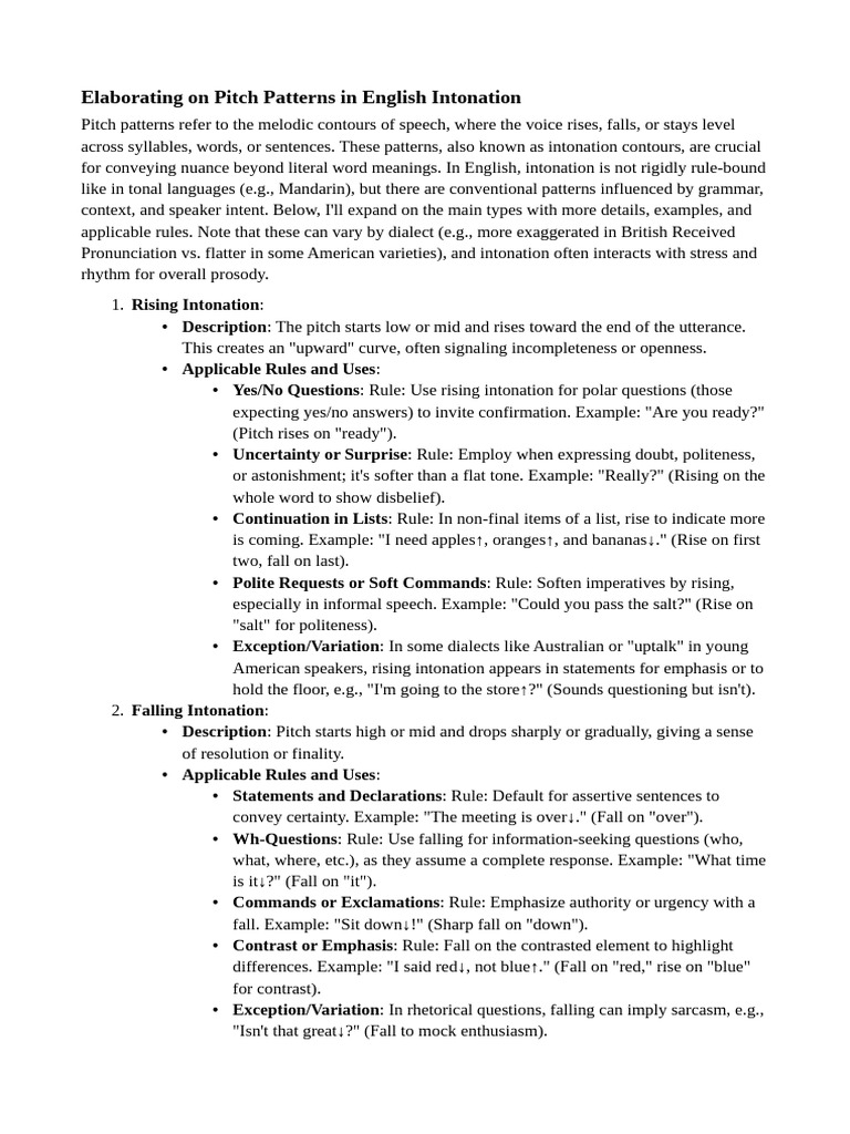 Understanding English Intonation Patterns | PDF | Stress (Linguistics ...