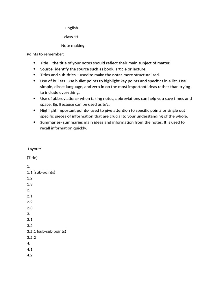 Note-Making Guide for Class 11 English | PDF | Artificial Intelligence ...