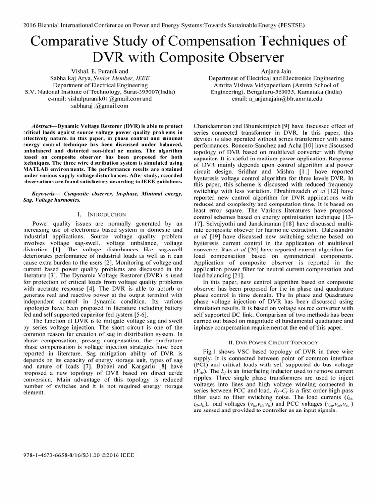 Comparative Study of Compensation Techniques of | PDF | Ac Power ...